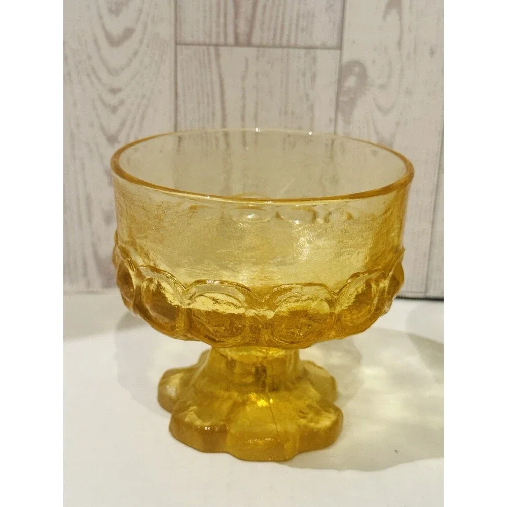 TIFFIN Franciscan Madeira Cornsilk Yellow Glass Sherbet Champagne 6p Set MCM